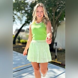 SSYS Lottie Pleated Skort In Lime Animal